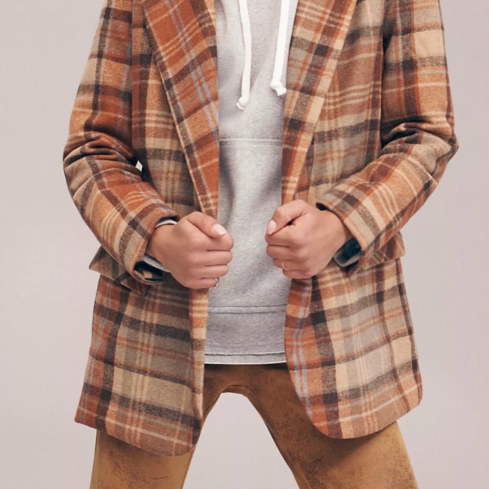 Free People Mari Plaid Blazer
